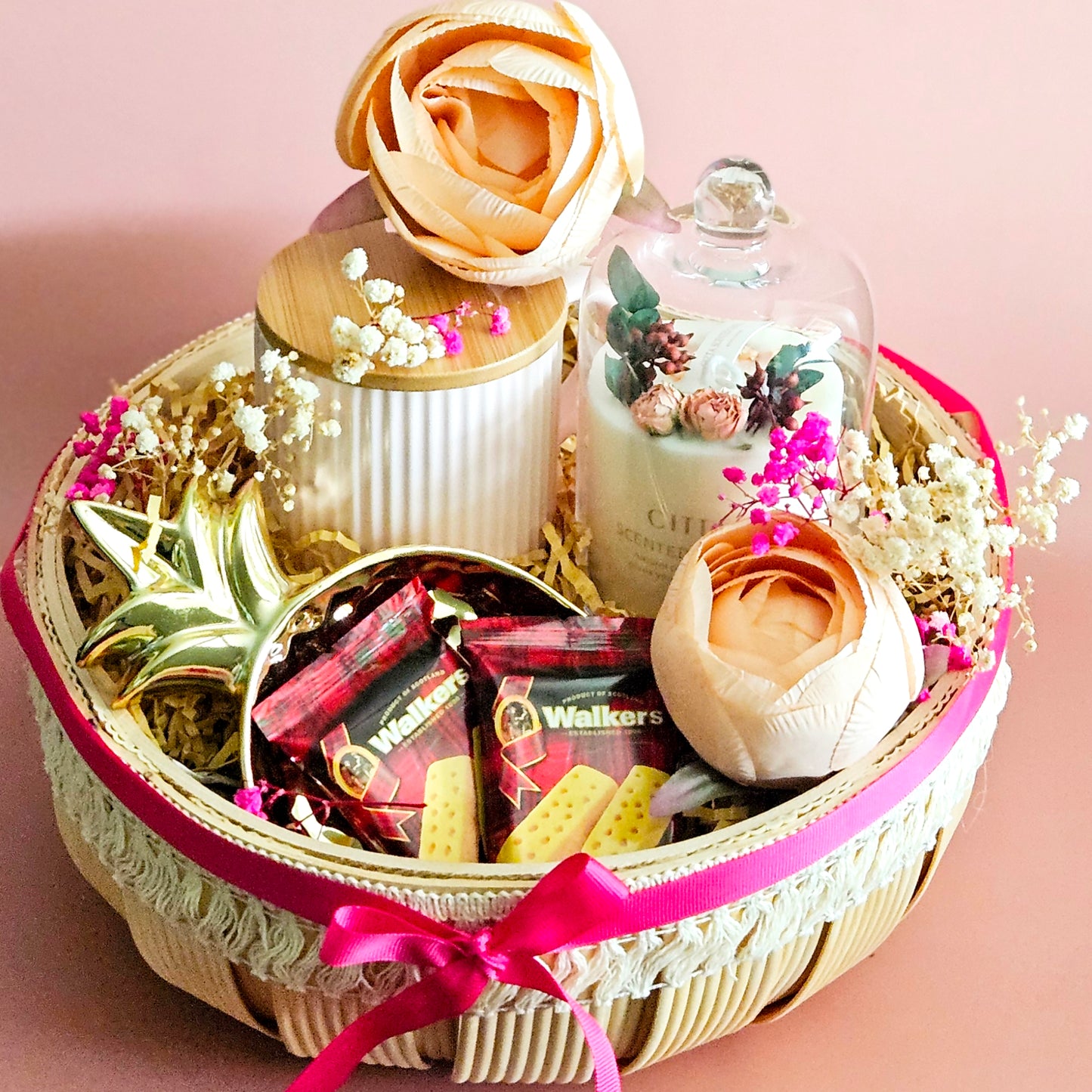 Hamper Basket with Coral Florals