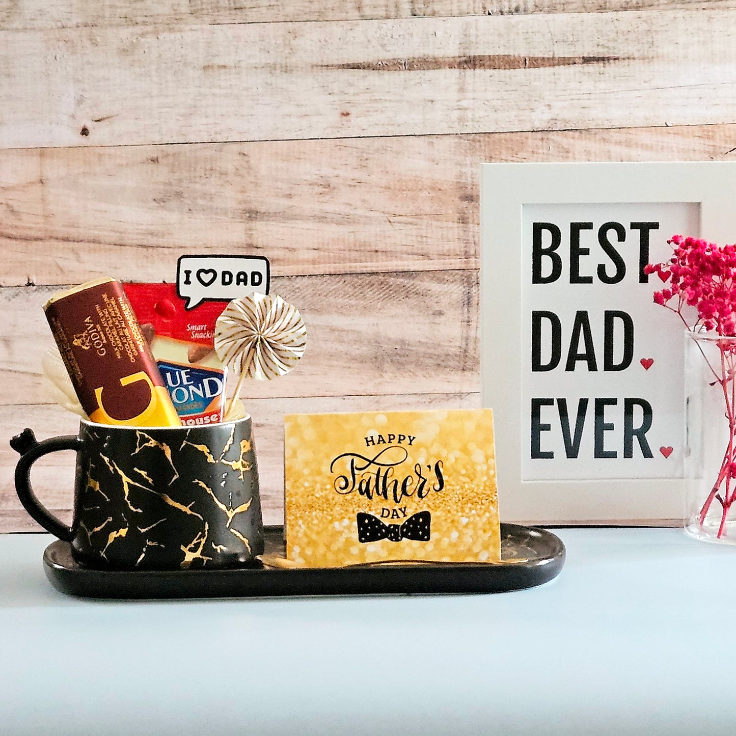 Marble Printed Cup and Elongated Cookie Saucer Father's Day Hamper