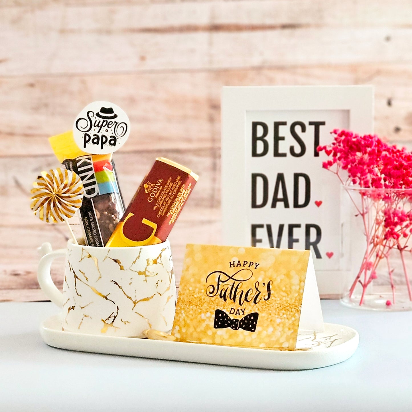 Marble Printed Cup and Elongated Cookie Saucer Father's Day Hamper