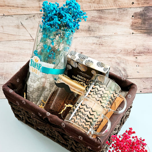 Iron basket made up of coffee color cloth Father's Day Hamper